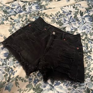 American Eagle Comfort Stretch Waistband Black Denim Shorts Size 0